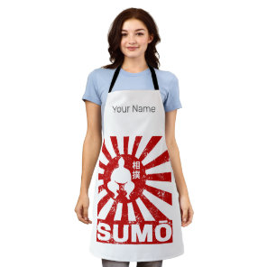 Sumo Retro Wrestler Japanese Vintage Design Apron
