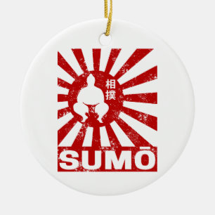 Sumo Retro Wrestler Japanese Vintage Design Ceramic Ornament