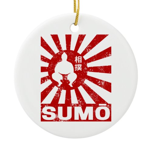 Sumo Retro Wrestler Japanese Vintage Design Ceramic Ornament