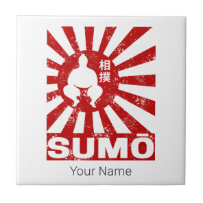 Sumo Retro Wrestler Japanese Vintage Design Ceramic Tile