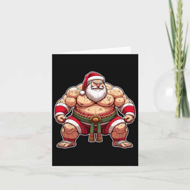 Sumo Santa Japanese Wrestler Japan Cool Christmas  Card (Front)