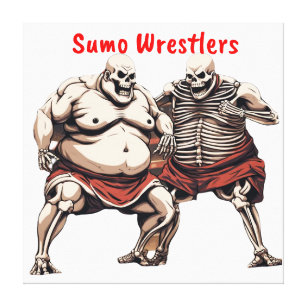 Sumo Skeleton Wrestlers In Action  Canvas Print
