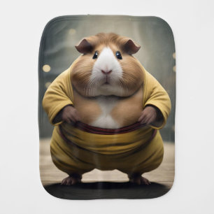 "Sumo Squeakdown: The Mighty Guinea Pig Wrestler" Baby Burp Cloth