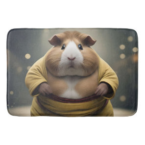 "Sumo Squeakdown: The Mighty Guinea Pig Wrestler" Bath Mat