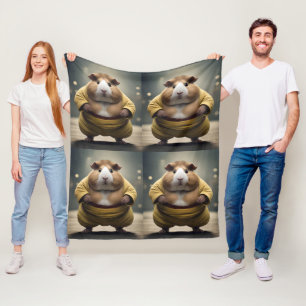 "Sumo Squeakdown: The Mighty Guinea Pig Wrestler" Fleece Blanket