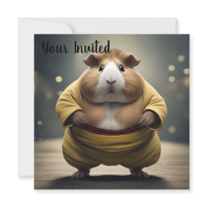 "Sumo Squeakdown: The Mighty Guinea Pig Wrestler" Invitation