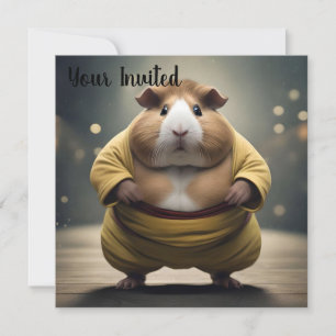 "Sumo Squeakdown: The Mighty Guinea Pig Wrestler" Invitation