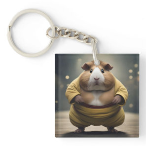 "Sumo Squeakdown: The Mighty Guinea Pig Wrestler" Keychain