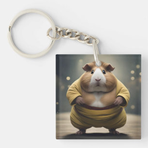 "Sumo Squeakdown: The Mighty Guinea Pig Wrestler" Keychain