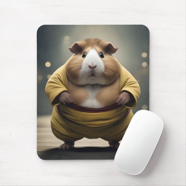 "Sumo Squeakdown: The Mighty Guinea Pig Wrestler" Mouse Pad (With Mouse)