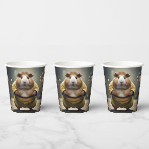 "Sumo Squeakdown: The Mighty Guinea Pig Wrestler" Paper Cups