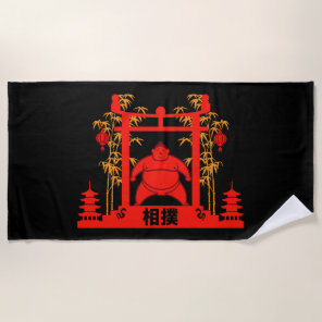 Sumo Wrestler Beach Towel