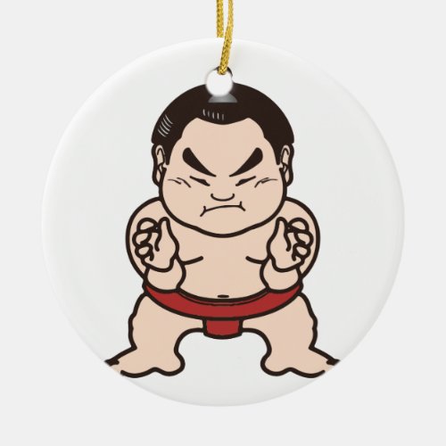 Sumo Wrestler Cartoon Japan Japanese Wrestling Ceramic Ornament