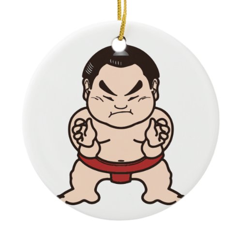 Sumo Wrestler Cartoon Japan Japanese Wrestling Ceramic Ornament