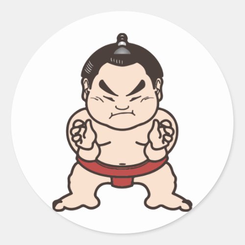 Sumo Wrestler Cartoon Japan Japanese Wrestling Classic Round Sticker