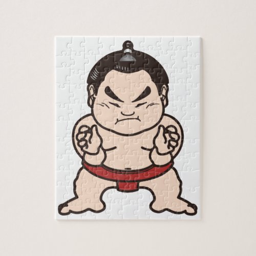 Sumo Wrestler Cartoon Japan Japanese Wrestling Jigsaw Puzzle