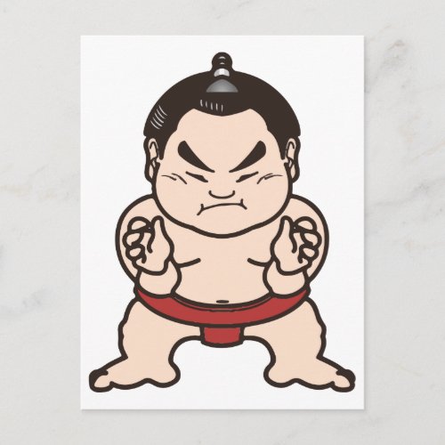 Sumo Wrestler Cartoon Japan Japanese Wrestling Postcard