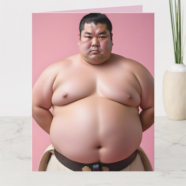 SUMO WRESTLER FUNNY BIRTHDAY BIG GREETING CARD (Front)