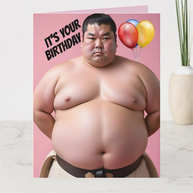 SUMO WRESTLER FUNNY BIRTHDAY BIG GREETING CARD (Front)