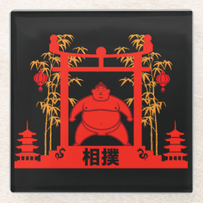 Sumo Wrestler Glass Coaster