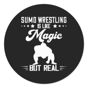 Sumo Wrestler Magic But Real Japanese Wrestling Su Classic Round Sticker