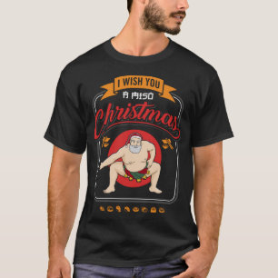 Sumo Wrestler Santa Claus Sushi I Wish You A Miso T-Shirt