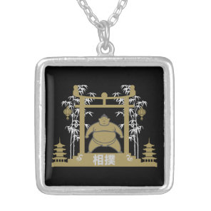 Sumo Wrestler Silver Plated Necklace