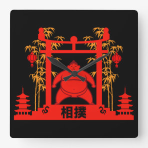 Sumo Wrestler Square Wall Clock