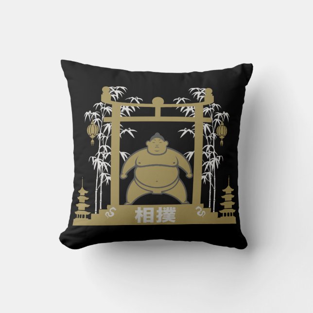 Sumo Wrestler Throw Pillow (Front)