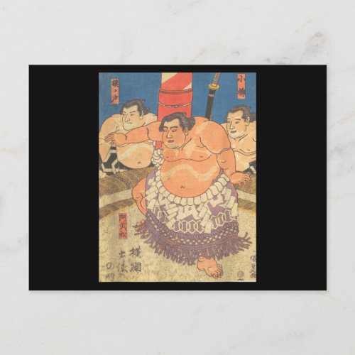 Sumo Wrestler Vintage Art I love Japanese Sumo Postcard