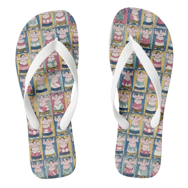 "Sumo Wrestlers (1852) Flip Flops" Flops (Footbed)