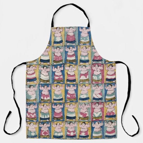 Sumo Wrestlers Art Apron