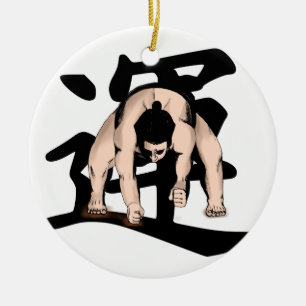 sumo-wrestling ceramic ornament