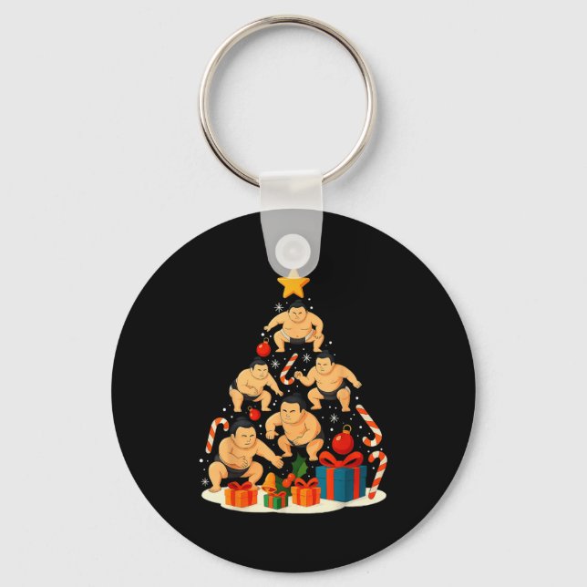 Sumo Wrestling Japanese Sumo Wrestler Christmas Tr Keychain (Front)