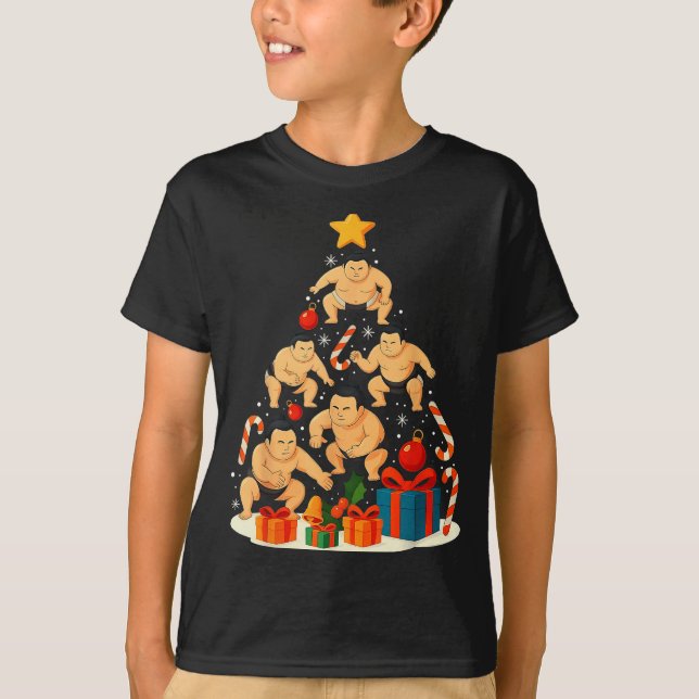 Sumo Wrestling Japanese Sumo Wrestler Christmas Tr T-Shirt (Front)