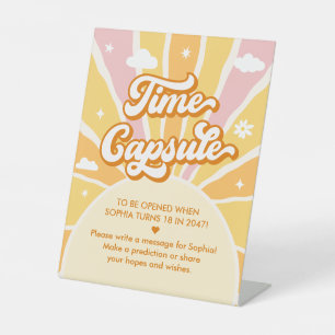 Sun 1st Birthday Party Girl Time Capsule Pedestal Sign