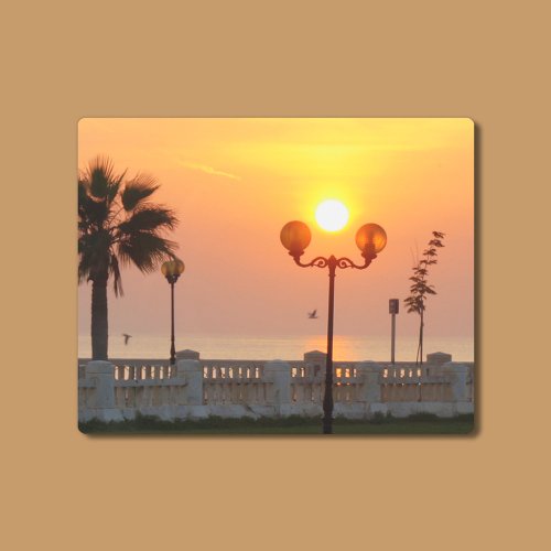 Sun Aligned in the Middle of Street Light 10 x 8 Metal Print