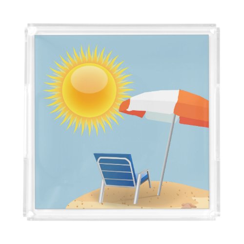 Sun and Beach Umbrella Acrylic Tray
