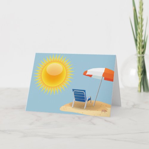 Sun and Beach Umbrella Holiday Card