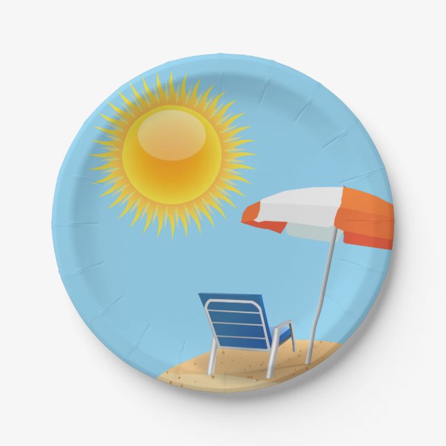 Sun and Beach Umbrella Paper Plates (Front)