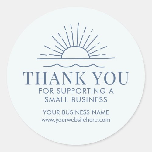 Sun and Beach Wave Modern Small Business Thank You Classic Round Sticker