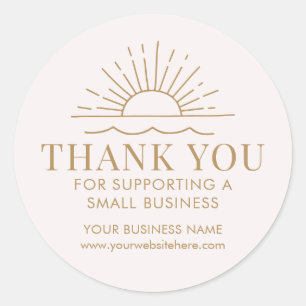 Sun and Beach Wave Modern Small Business Thank You Classic Round Sticker