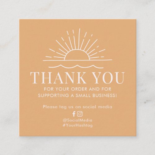 Sun and Beach Wave Modern Thank You For Your Order Square Business Card