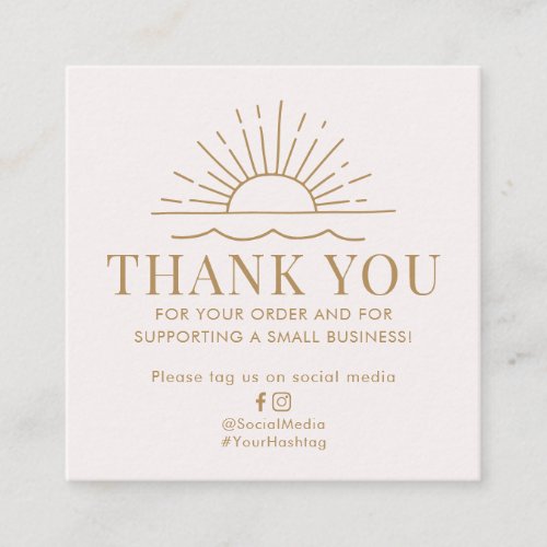 Sun and Beach Wave Modern Thank You For Your Order Square Business Card