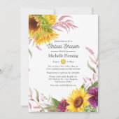 Sun and Burgundy Plum Floral Virtual Bridal Shower Invitation (Front)