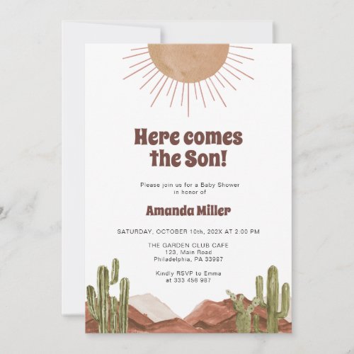 Sun and cactus Baby Shower Save The Date