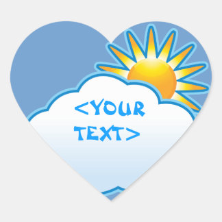 Sun and Cloud, <YOUR TEXT> Heart Sticker
