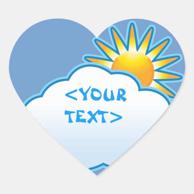 Sun and Cloud, <YOUR TEXT> Heart Sticker (Front)