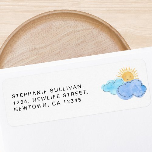 Sun And Clouds Baby Shower Return Address Label