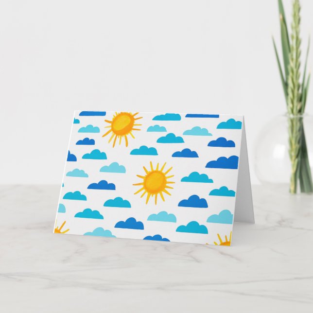 Sun and Clouds Blank Greeting  Card (Front)